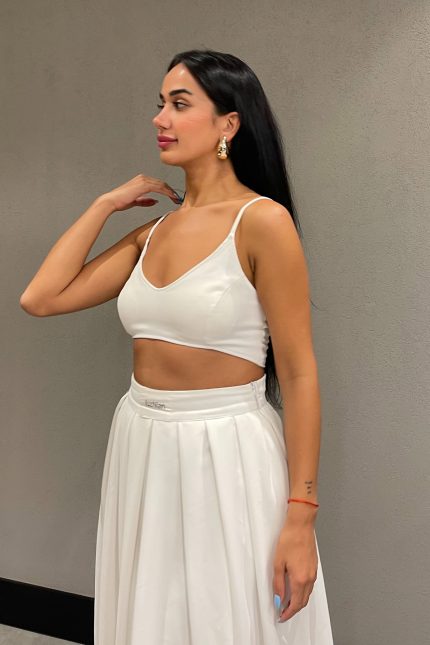 Beyaz Astarlı Crop